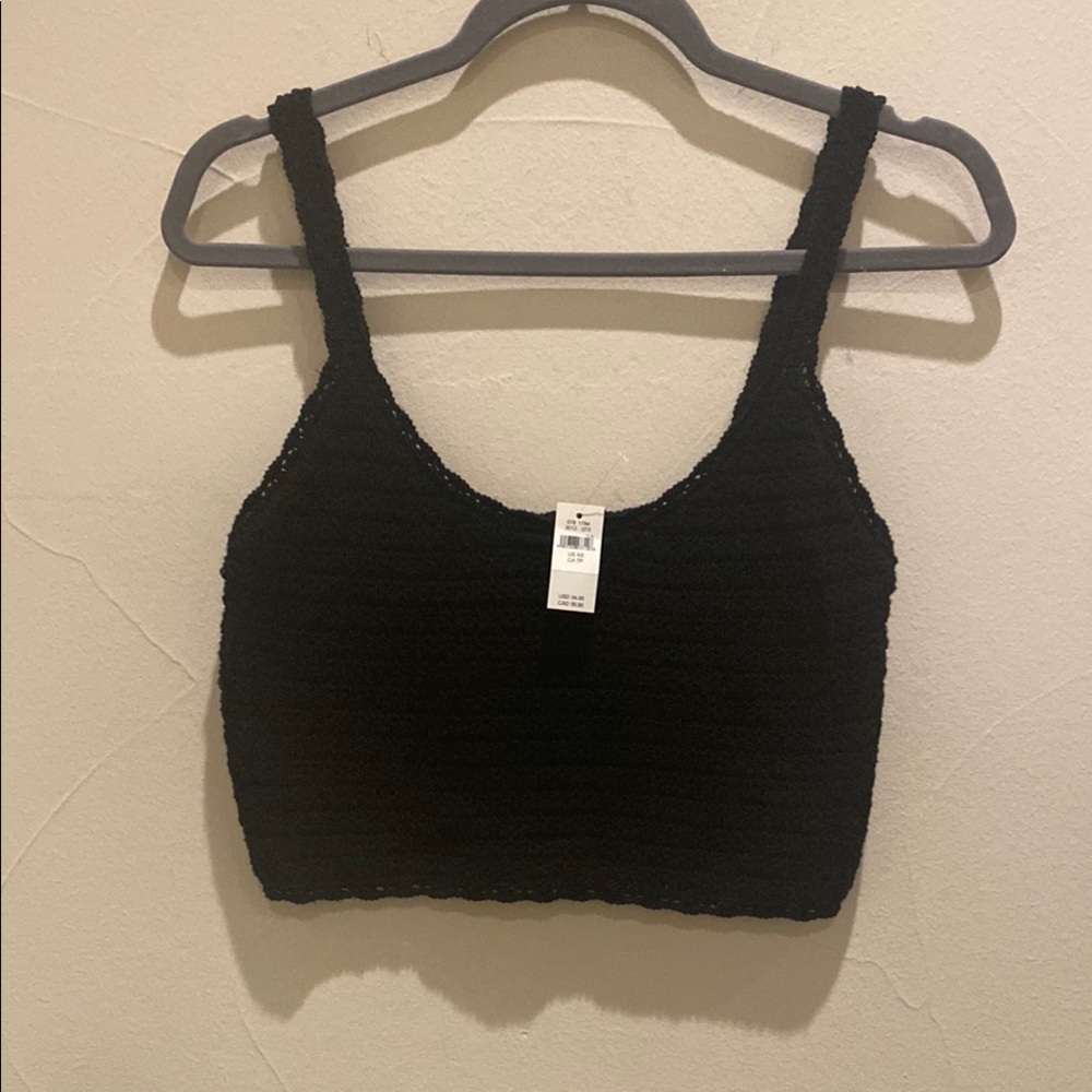 Aerie Black Textured Knit Top